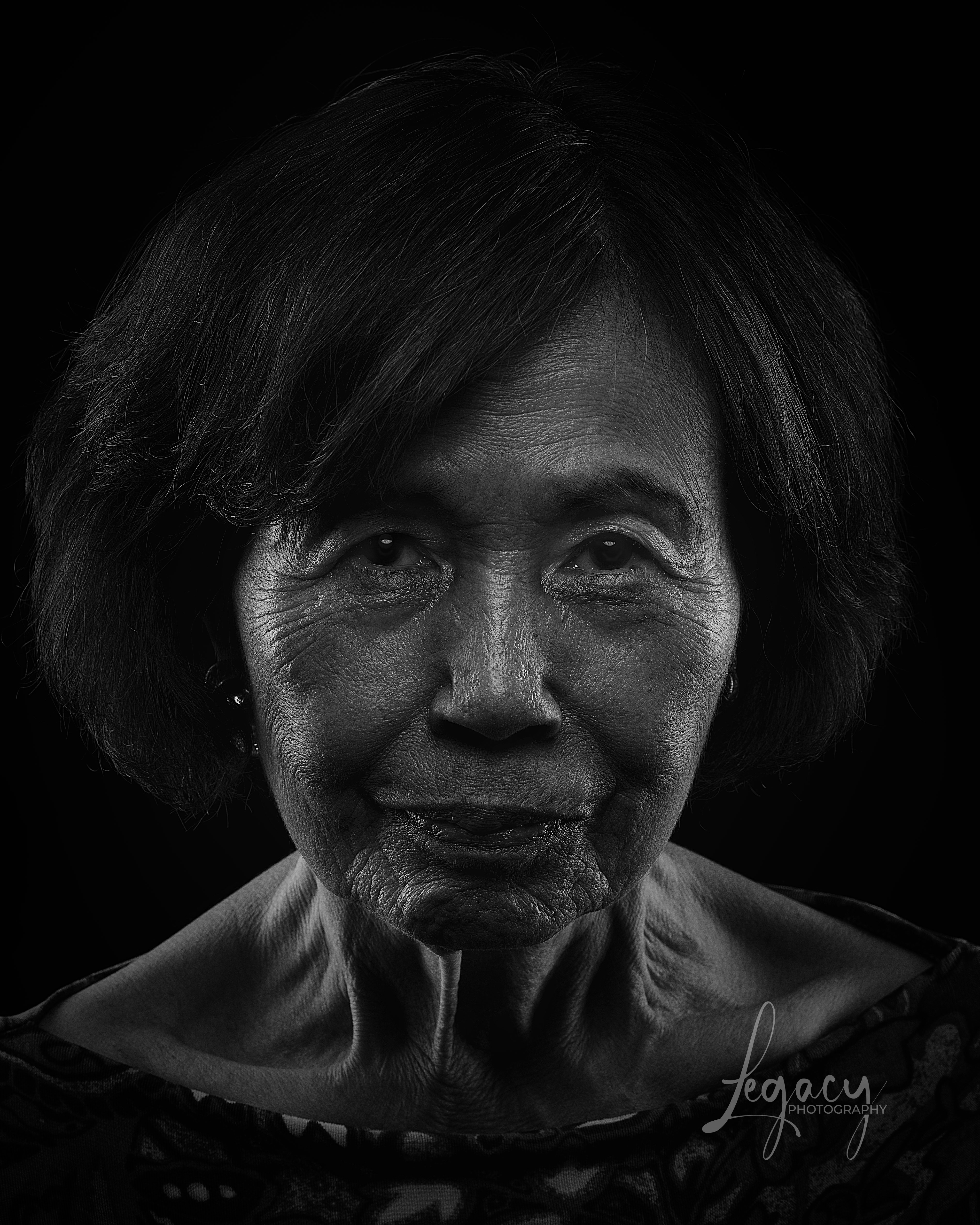 Dramatic black and white portrait